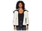 Sam Edelman Short Berber Jacket W/ Contrast Fabric Detail Metallic Lined Anorak (ivory) Women's Coat