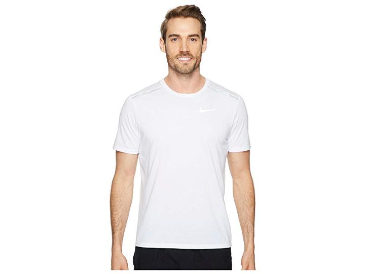 Nike Tailwind Short-sleeve Running Top (white/metallic Silver) Men's Clothing