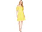 Donna Morgan Short Sleeve Off The Shoulder Eyelet Dress (sunny Yellow) Women's Dress