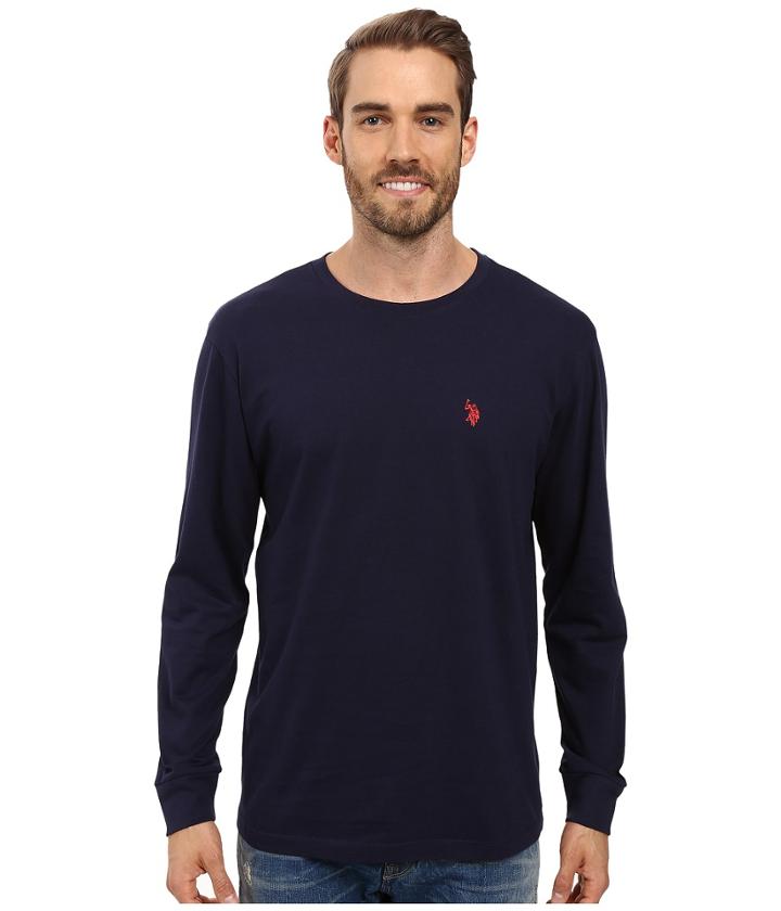 U.s. Polo Assn. Long Sleeve Crew Neck T-shirt (classic Navy) Men's T Shirt