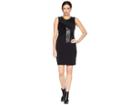 Calvin Klein Sleeveless Dress W/ Faux Leather Suede (black) Women's Dress