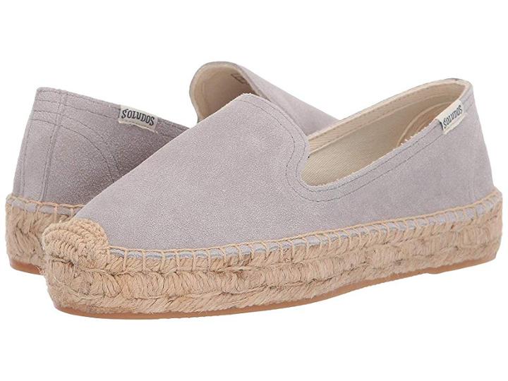 Soludos Suede Platform Smoking Slipper (stone) Women's Shoes