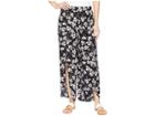 Mod-o-doc Printed Rayon Tulip Hem Pull-on Cropped Pants (black Floral) Women's Casual Pants