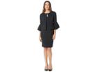 Tahari By Asl Crepe Jacket Dress With Pearl Trim Suit (black) Women's Suits Sets
