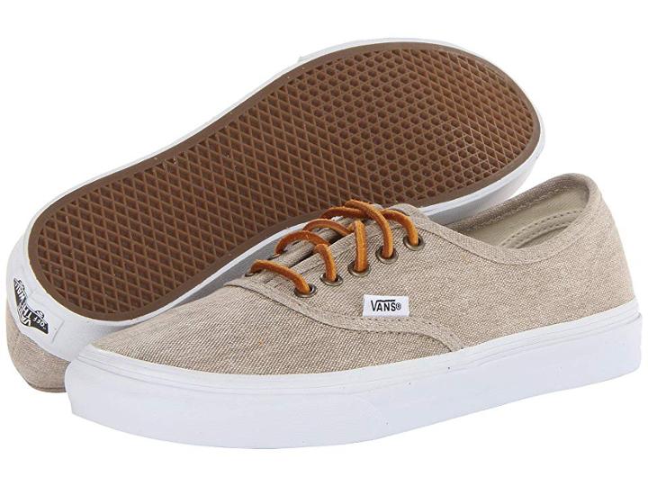 Vans Authentictm Slim ((washed Canvas) Cream/true White) Skate Shoes