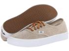 Vans Authentictm Slim ((washed Canvas) Cream/true White) Skate Shoes