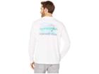 Vineyard Vines Long Sleeve Santa's On His Way Pocket Tee (white Cap) Men's Clothing