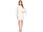 Donna Morgan Crepe Shift Dress With Long Sleeve Slit Detail (ivory) Women's Dress