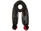 San Diego Hat Company Bss3654 Coated Knit Scarf With Faux Fur Pom (black) Scarves