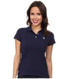 U.s. Polo Assn. Solid Small Pony Polo (navy/white) Women's Short Sleeve Pullover
