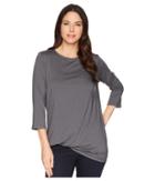 Lisette L Montreal Siena Jersey Side Knot Top (iron Gate) Women's Long Sleeve Pullover