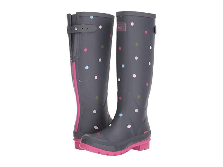 Joules Tall Welly Print (grey Multi Spot) Women's Rain Boots