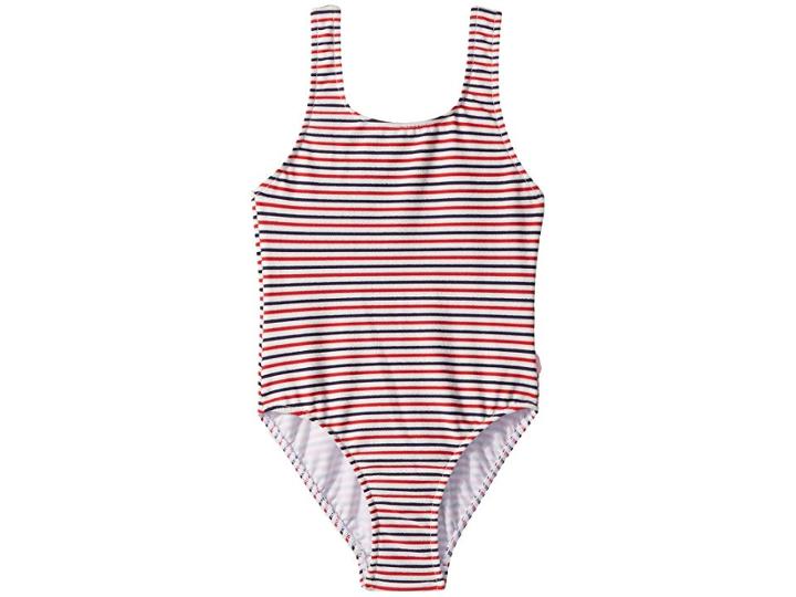 Seafolly Kids Marrakesh Sunset 80s Stripe Tank Top One Piece (big Kids) (indigo Stripe) Girl's Swimwear