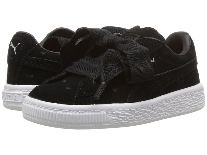 Puma Kids Suede Heart Valentine (toddler) (puma Black/puma Black) Girls Shoes