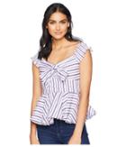 Romeo & Juliet Couture Ribbon Front Stripe Top (white/multi) Women's Blouse