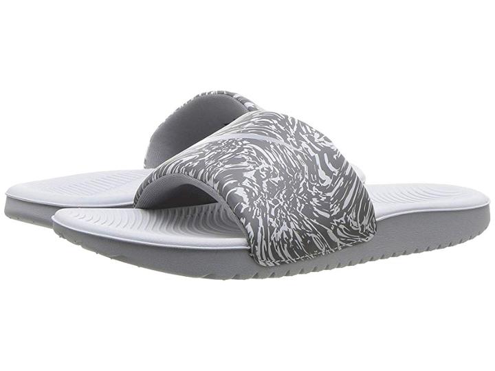 Nike Kids Kawa Slide Print (little Kid/big Kid) (pure Platinum/wolf Grey/cool Grey) Boys Shoes