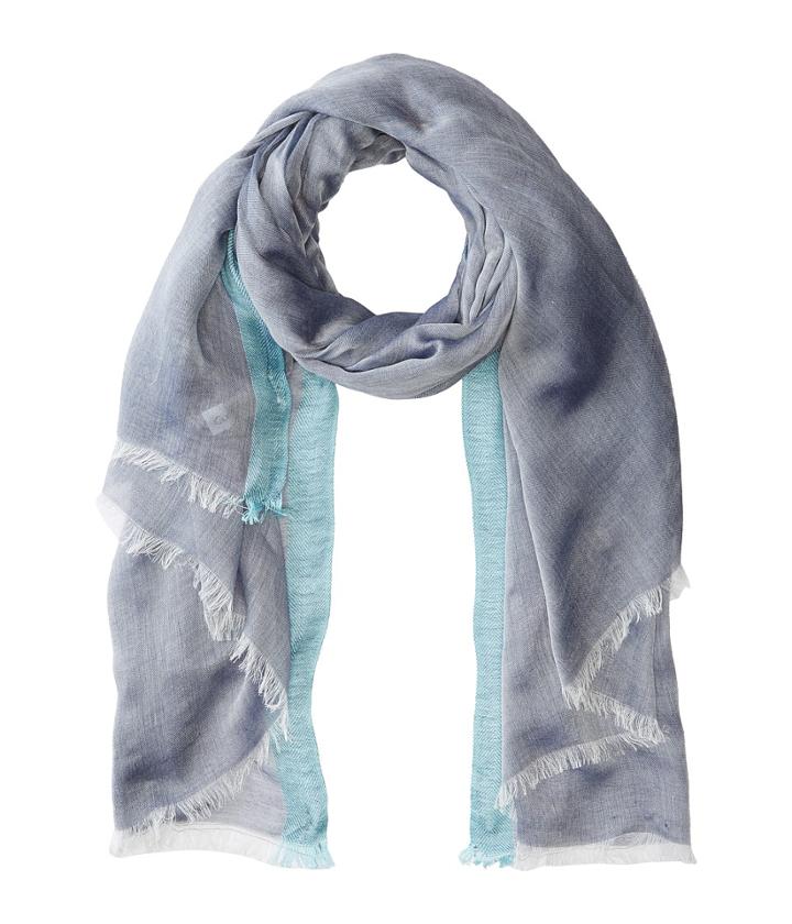 Calvin Klein Chambray Scarf With Border (night Owl/dark Navy) Scarves