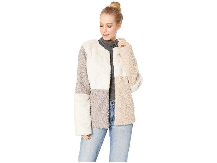 Sam Edelman Patchwork Faux Fur Jacket (cream) Women's Coat