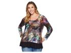 Karen Kane Plus Plus Size Contrast Hem Top (print) Women's Clothing