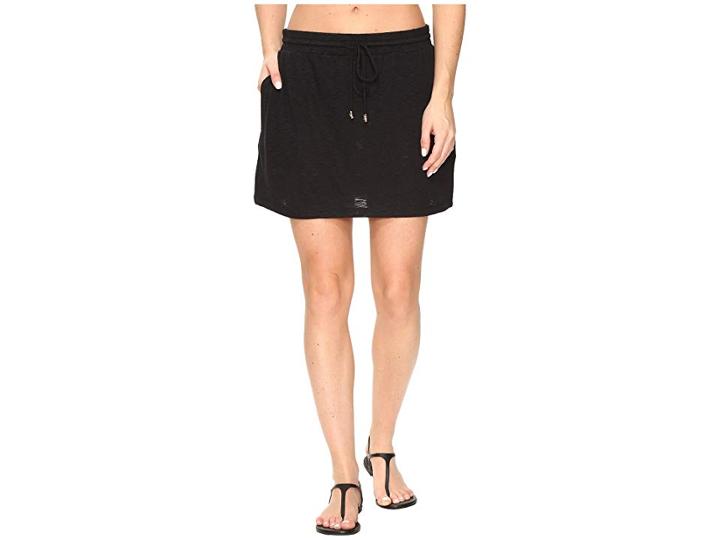 Tommy Bahama Slub Knit Drawstring Skirt Cover-up (black) Women's Skirt
