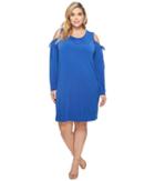Michael Michael Kors Plus Size Solid Matte Jersey Cold Shoulder Dress (bright Royal) Women's Dress