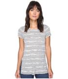 Kensie Speckled Striped Tee Top Ks2k3467 (black Combo) Women's T Shirt