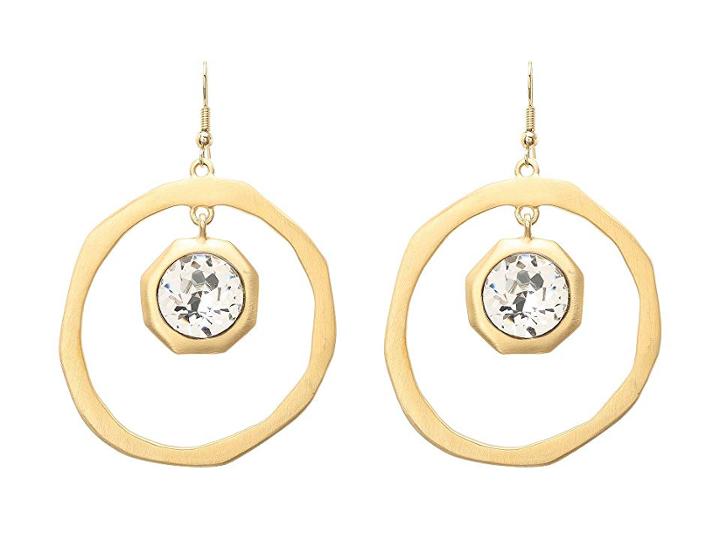 Kenneth Jay Lane 1401esgc Earrings (satin Gold/crystal) Earring