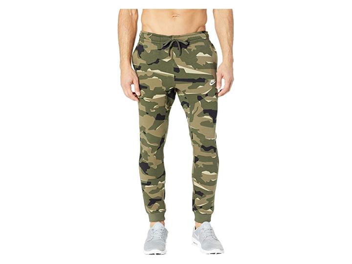 Nike Nsw Club Camo Jogger Bb (cargo Khaki/cargo Khaki/white) Men's Casual Pants