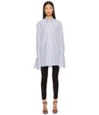 Neil Barrett Striped Poplin Handkerchief Shirt (blue/white) Women's Clothing