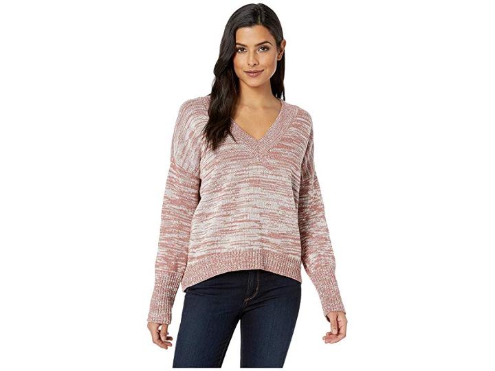Kenneth Cole New York Oversized V-neck (burlwood/e-cream) Women's Clothing