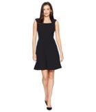Tahari By Asl Cap Sleeve Matte Jersey Dress Wih Full Skirt (black) Women's Dress