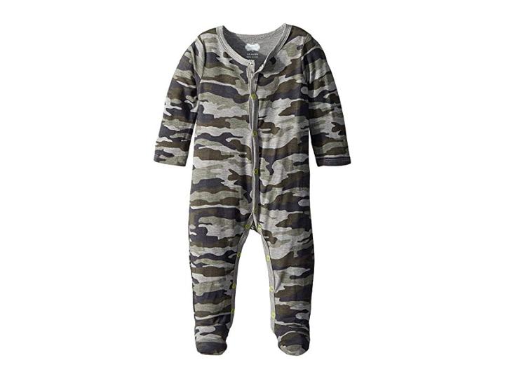 Mud Pie Camo Print Long Sleeve Footed Sleeper (infant) (green) Boy's Jumpsuit & Rompers One Piece