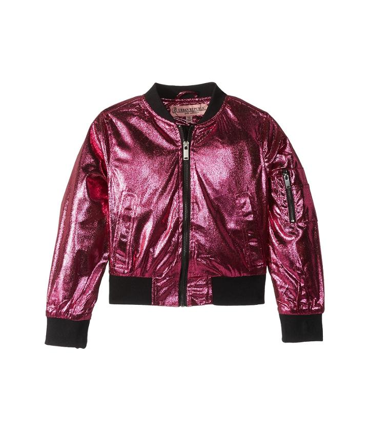 Urban Republic Kids Ziggy Metallic Bomber Jacket (little Kids/big Kids) (magenta) Girl's Jacket