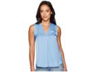 Vince Camuto Specialty Size Petite Sleeveless V-neck Rumple Blouse (sapphire Ice) Women's Blouse