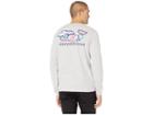 Vineyard Vines Long Sleeve Vacation Whale Pocket Tee (gray Heather) Men's Clothing