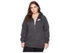 Nike Plus Size Rally Full Zip Extended Hoodie (black Heather/black/white) Women's Sweatshirt