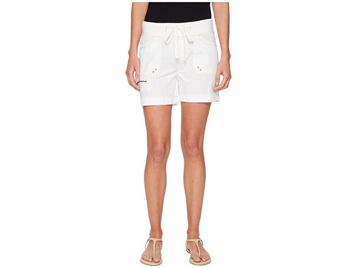 Jag Jeans Diana Knit Waist 5 Drawstring Shorts In Breezy Poplin (white) Women's Shorts