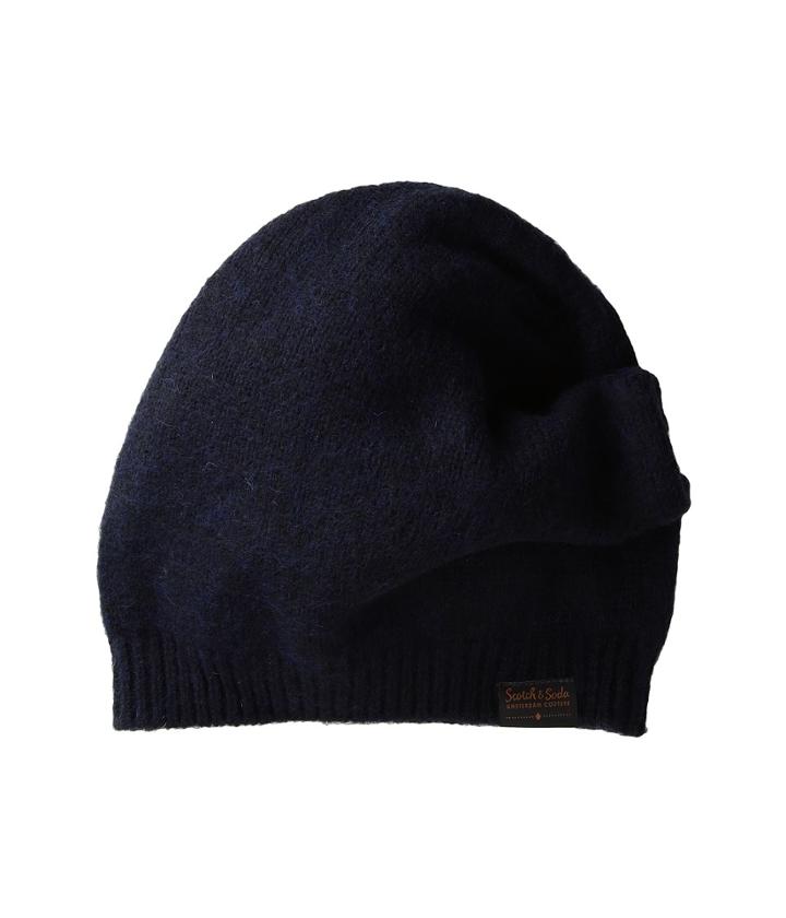 Scotch & Soda Classic Beanie In Brushed Lambswool Quality (midnight Melange) Beanies