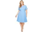 Donna Morgan Plus Size Fit And Flare Crepe Dress With Seaming Detail (blue Bonnet) Women's Dress