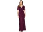 Adrianna Papell Long Stretch Lace Gown With Beaded Detail And Cascade Skirt (rich Raisin) Women's Dress