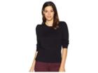 Vince Camuto Long Puff Sleeve Rib Hem Crew Neck Sweater (rich Black) Women's Sweater