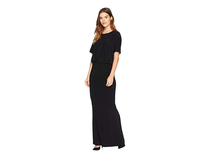 Kamalikulture By Norma Kamali Short Sleeve Boxy Top Fishtail Gown (black) Women's Dress