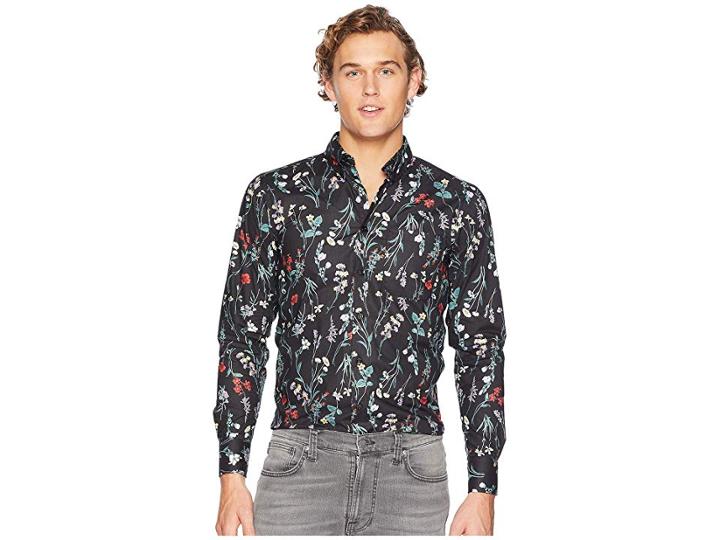 Naked & Famous Regular Shirt Flower Painting (black) Men's Clothing