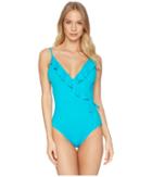 Becca By Rebecca Virtue Color Code Ruffle One-piece (arcadia) Women's Swimsuits One Piece