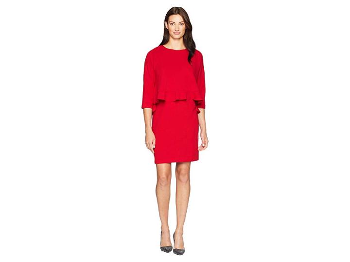 Taylor Popover Ruffle Hem Dress (scarlet) Women's Dress