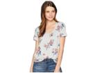 Lucky Brand All Over Roses Tee (heather Grey) Women's T Shirt