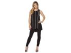 Calvin Klein Short Sleeve Chiffon Tunic W/ Piping (black) Women's Blouse
