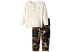 Ralph Lauren Baby Waffle Henley Cargo Pants Set (infant) (antique Cream) Boy's Active Sets