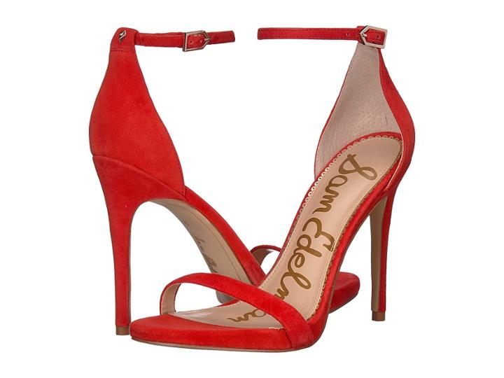 Sam Edelman Ariella Strappy Sandal Heel (candy Red Kid Suede Leather) Women's Shoes