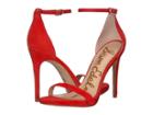 Sam Edelman Ariella Strappy Sandal Heel (candy Red Kid Suede Leather) Women's Shoes
